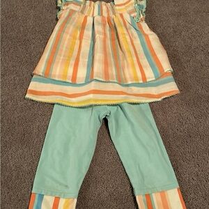 Striped Dress and Leggings Set